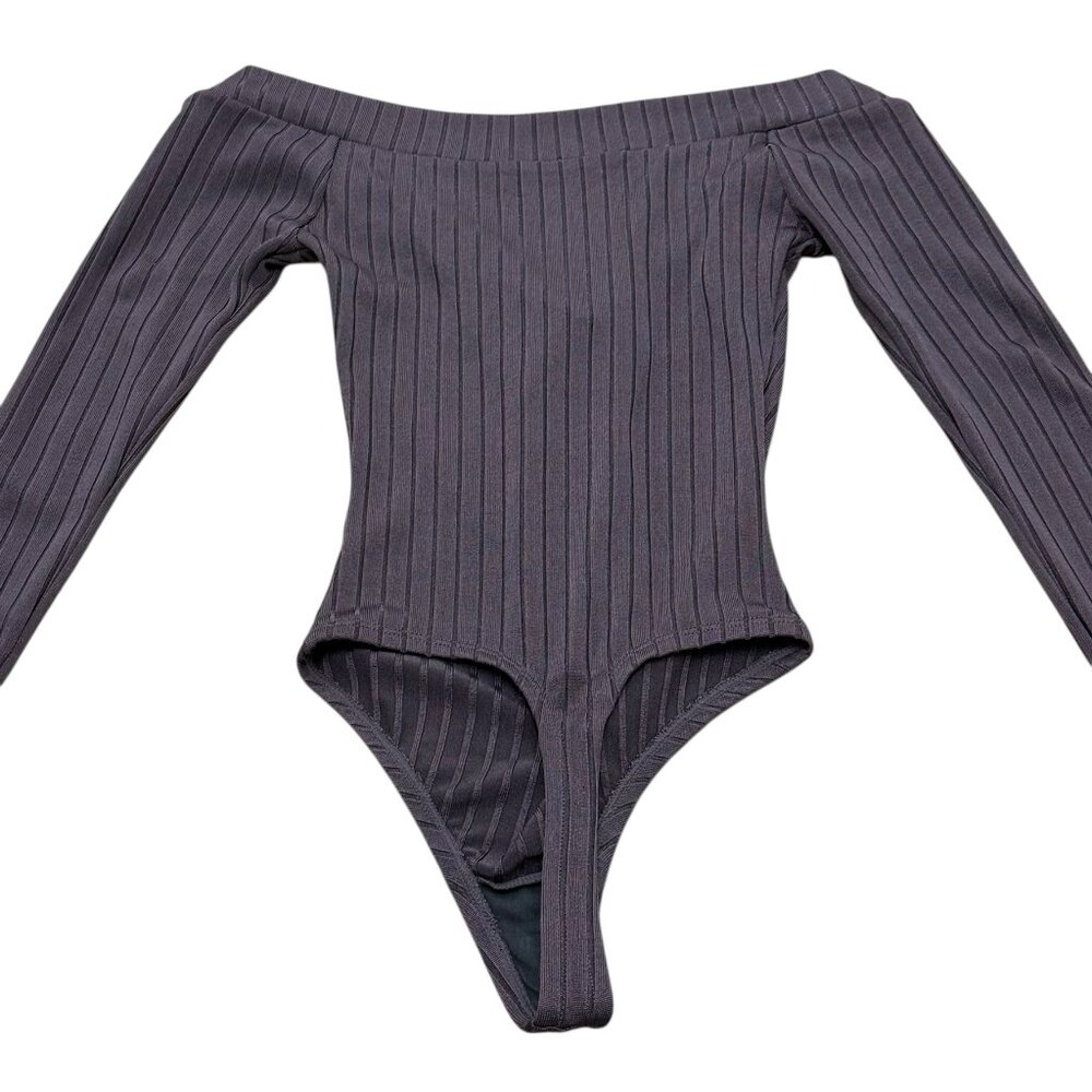 Women’s Out From Under Ribbed Off-Shoulder Bodysuit Burgundy - Picture 8 of 11